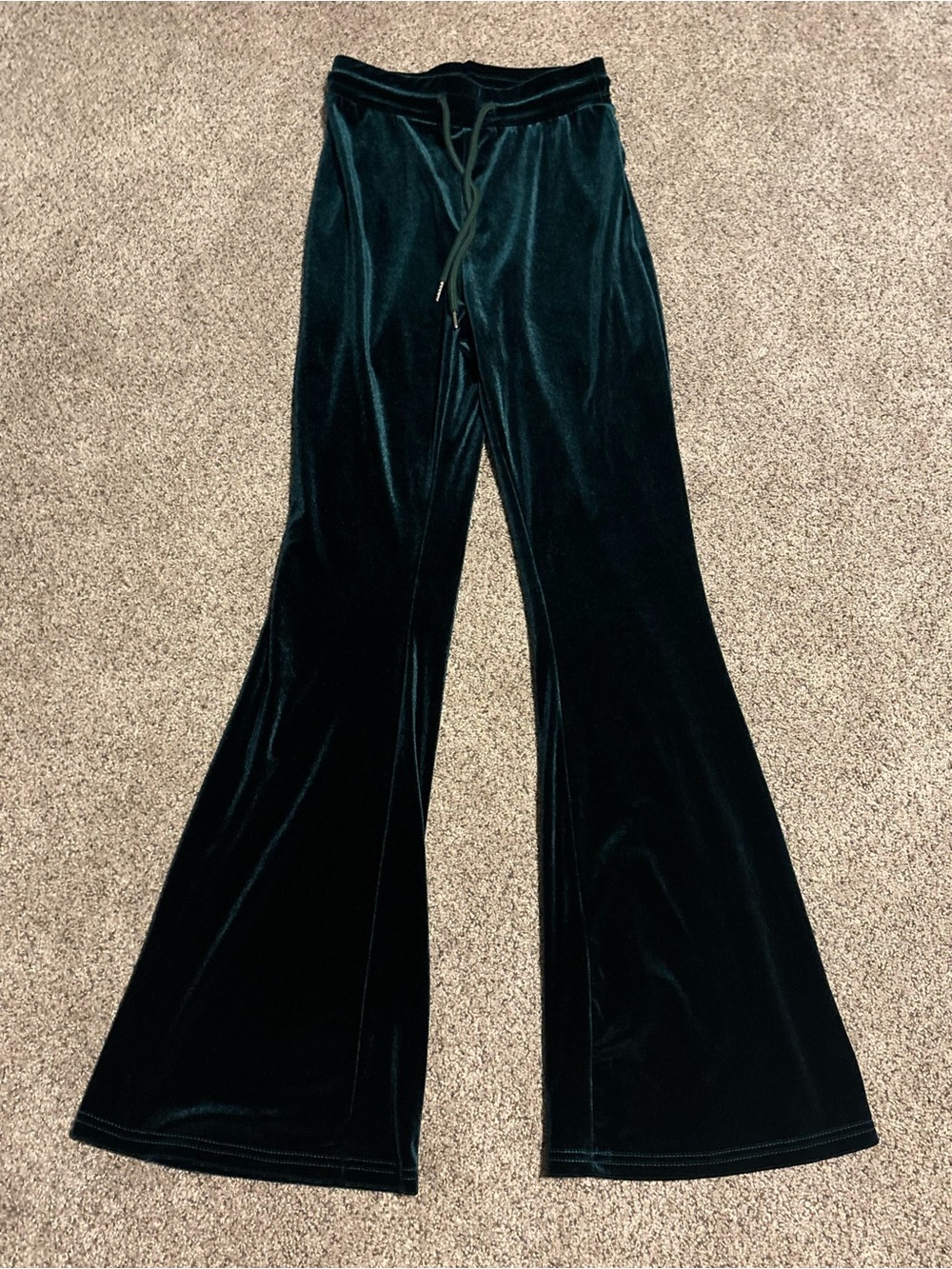 SHEIN Dark Green Velvet Flare Pants
